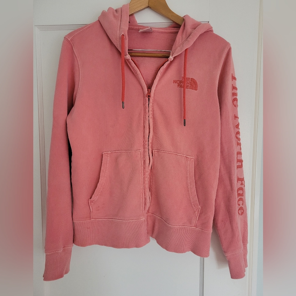 The North Face Women's Coral Pink Zip-Up Hoodie Size Small